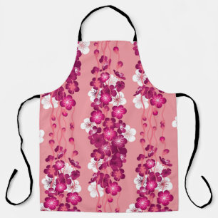 Seamless pattern with pink blossom roses apron