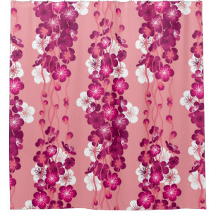 Seamless pattern with pink blossom roses shower curtain
