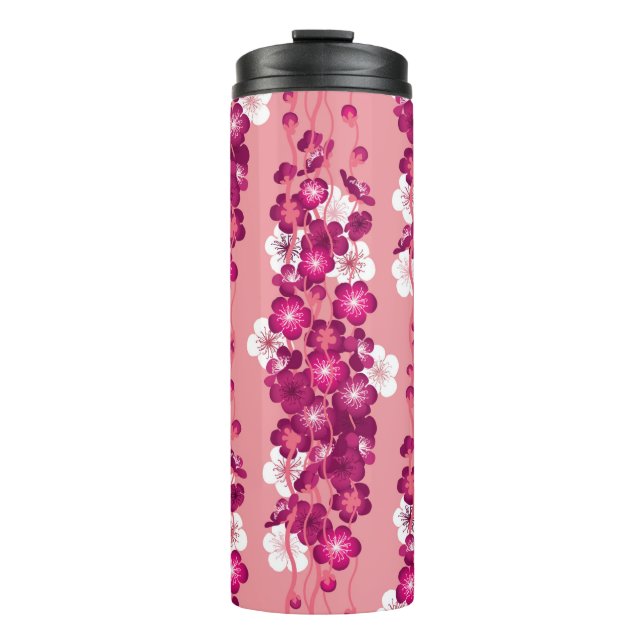 Seamless pattern with pink blossom roses thermal tumbler (Front)