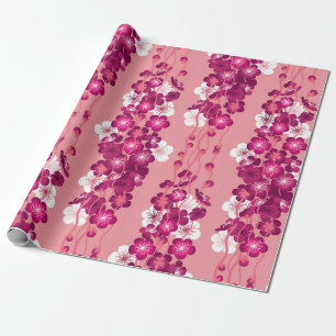 Seamless pattern with pink blossom roses wrapping paper