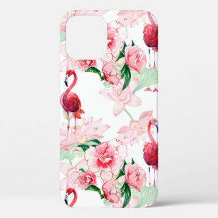 Seamless pattern with pink flamingo iPhone 12 case