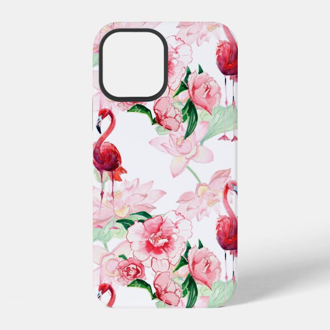 Seamless pattern with pink flamingo iPhone case (Back)