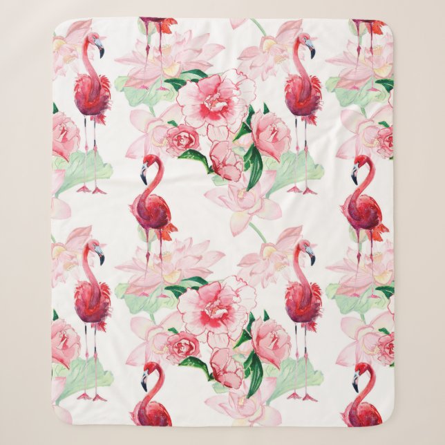 Seamless pattern with pink flamingo sherpa blanket (Front)