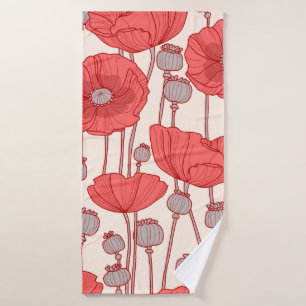 Seamless pattern with poppies. bath towel