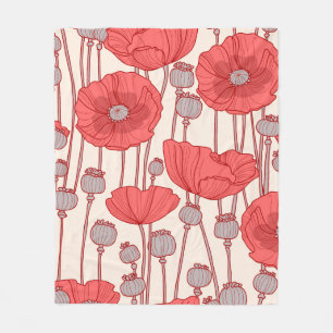 Seamless pattern with poppies. fleece blanket