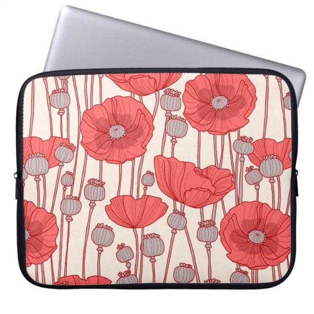 Seamless pattern with poppies.  laptop sleeve (Front)