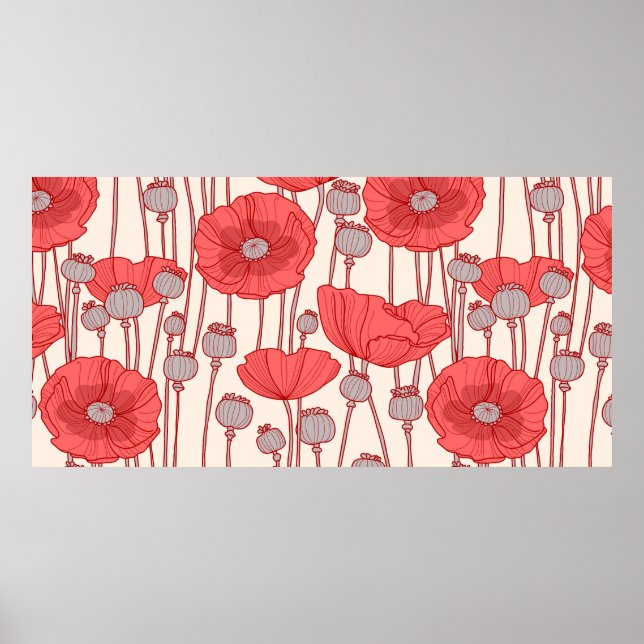 Seamless pattern with poppies.  poster (Front)