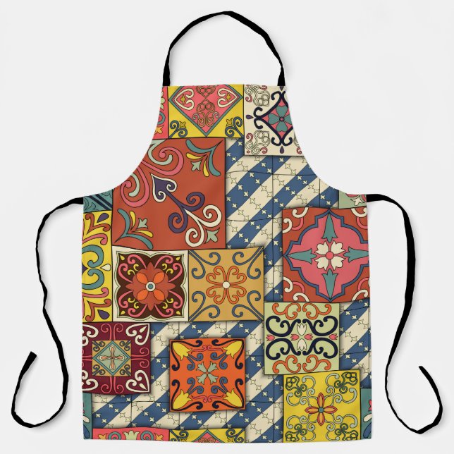Seamless pattern with portuguese tiles in talavera apron (Front)