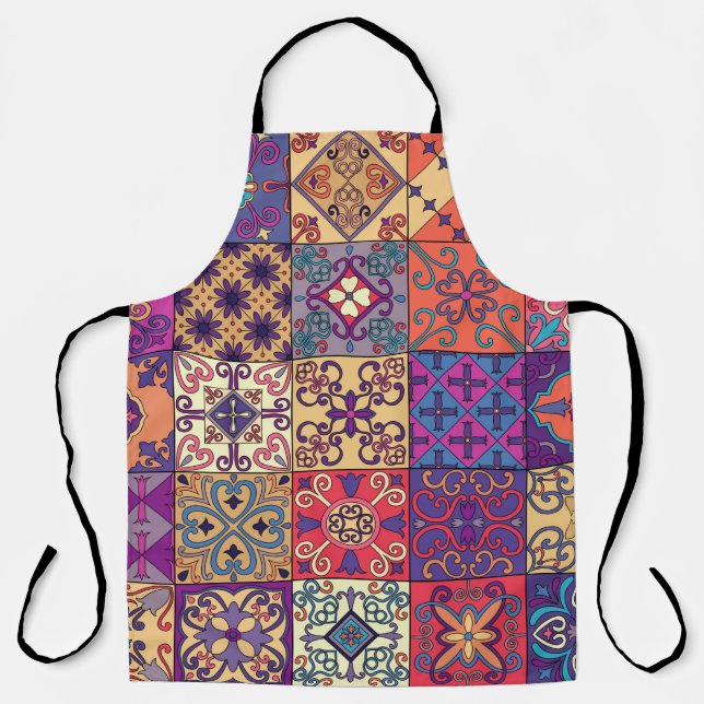 Seamless pattern with portuguese tiles in talavera apron (Front)