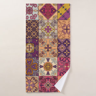 Seamless pattern with portuguese tiles in talavera bath towel