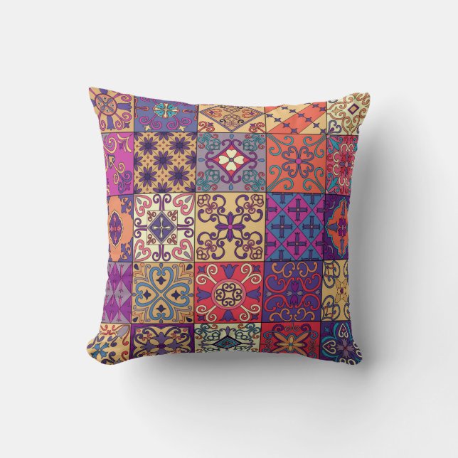 Seamless pattern with portuguese tiles in talavera cushion (Front)