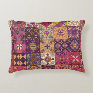 Seamless pattern with portuguese tiles in talavera decorative cushion