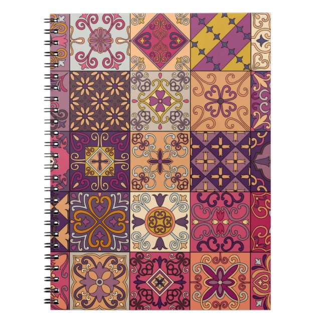 Seamless pattern with portuguese tiles in talavera notebook (Front)