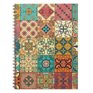 Seamless pattern with portuguese tiles in talavera notebook