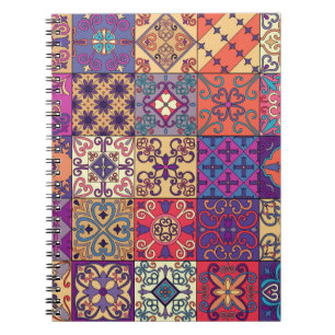 Seamless pattern with portuguese tiles in talavera notebook