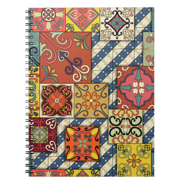 Seamless pattern with portuguese tiles in talavera notebook (Front)