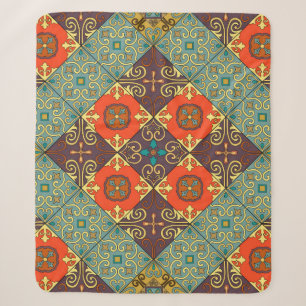 Seamless pattern with portuguese tiles in talavera sherpa blanket