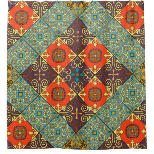 Seamless pattern with portuguese tiles in talavera shower curtain