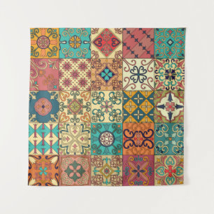 Seamless pattern with portuguese tiles in talavera tapestry