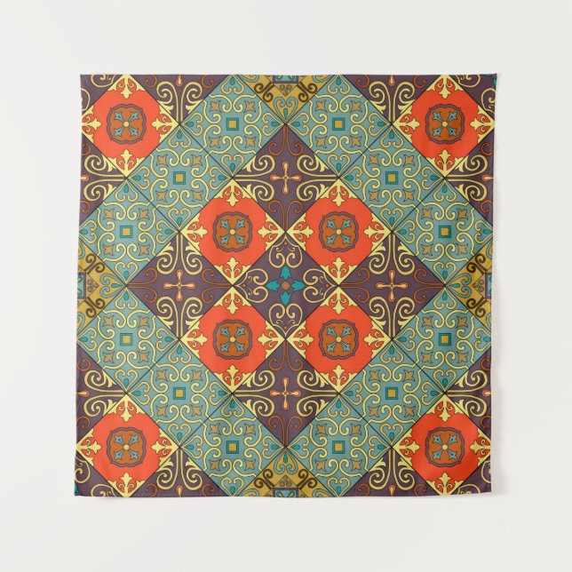 Seamless pattern with portuguese tiles in talavera tapestry (Front)