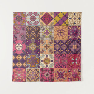 Seamless pattern with portuguese tiles in talavera tapestry
