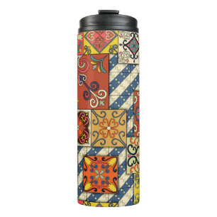 Seamless pattern with portuguese tiles in talavera thermal tumbler