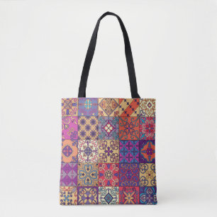 Seamless pattern with portuguese tiles in talavera tote bag