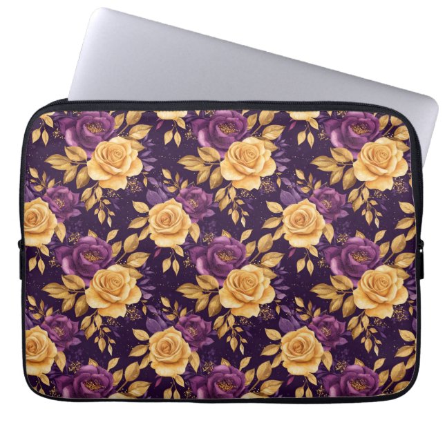 seamless pattern with purple flowers  laptop sleeve (Front)