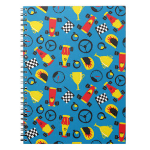 Seamless pattern with racing cars. notebook