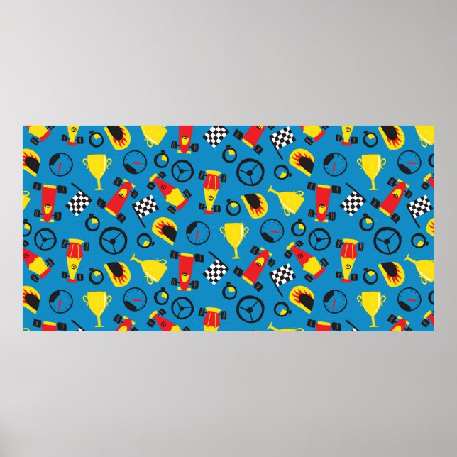 Seamless pattern with racing cars.  poster (Front)