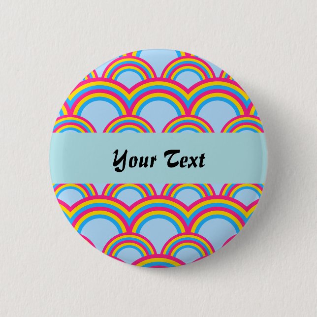 Seamless pattern with rainbows 6 cm round badge (Front)