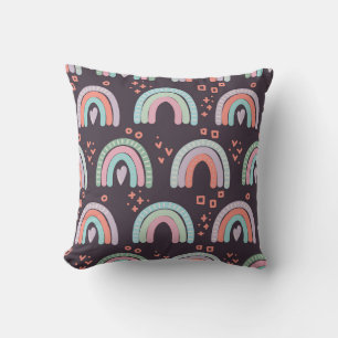 seamless pattern with rainbows and raindrops clip cushion