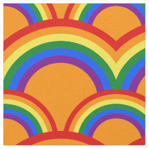 Seamless pattern with rainbows fabric