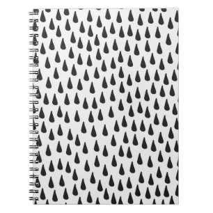 Seamless pattern with raindrops in black on cream notebook