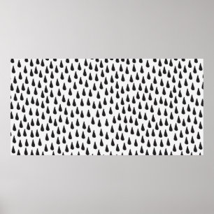 Seamless pattern with raindrops in black on cream  poster