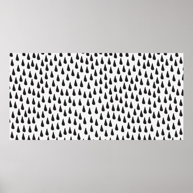 Seamless pattern with raindrops in black on cream  poster (Front)
