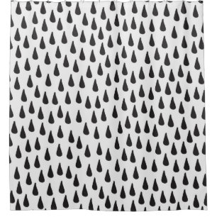 Seamless pattern with raindrops in black on cream  shower curtain