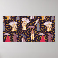 Seamless pattern with rainy weather. Invisible peo