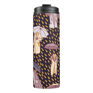 Seamless pattern with rainy weather. Invisible peo Thermal Tumbler