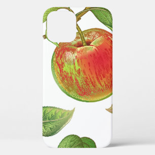 Seamless pattern with red apples. Realistic vintag iPhone 12 Case