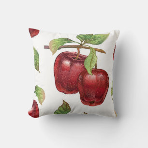 Seamless pattern with red apples. Realistic vintag Cushion