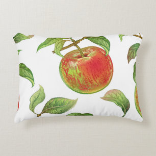 Seamless pattern with red apples. Realistic vintag Decorative Cushion