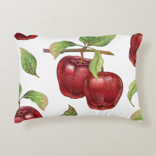 Seamless pattern with red apples. Realistic vintag Decorative Cushion