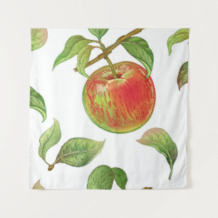 Seamless pattern with red apples. Realistic vintag Tapestry
