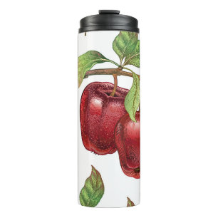 Seamless pattern with red apples. Realistic vintag Thermal Tumbler