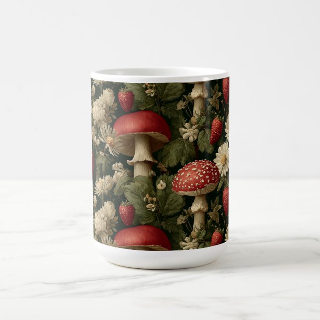 Seamless Pattern with Red Fly Agaric and Flowers Coffee Mug (Center)
