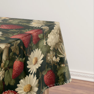 Seamless Pattern with Red Fly Agaric and Flowers Tablecloth