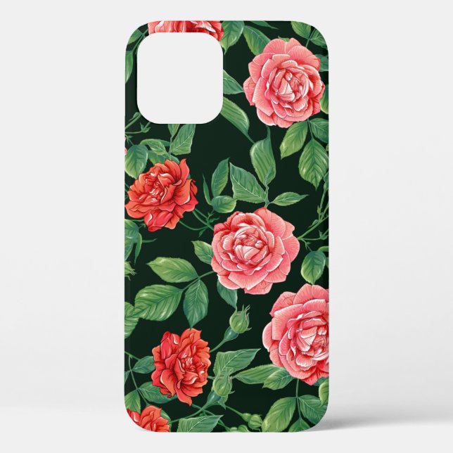 Seamless pattern with red roses flowers. Coloured  Case-Mate iPhone Case (Back)