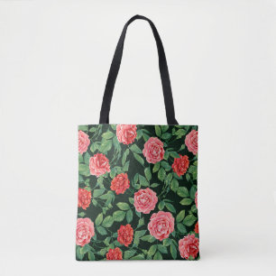 Seamless pattern with red roses flowers. Coloured Tote Bag