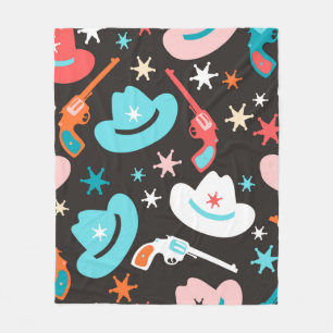 Seamless pattern with revolvers, cowboy hats and s fleece blanket